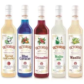 Syropy i koncentraty owocowe - Zestaw 5 syropów Blue Curacao, Grenadina, Cukrowy, Wanilia, Mojito Mint 490 ml x 5 - miniaturka - grafika 1