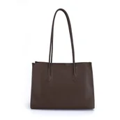 Torebki damskie - Carlheim Women's Totebags Statement Genuine Leather, Black, brązowy, Rozmiar uniwersalny, Minimalistyczny - miniaturka - grafika 1