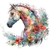 Pasmanteria - Naprasowanka Koń kwiaty rośliny sztuka 26 - miniaturka - grafika 1