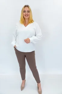 Delikatna Bluzka Damska Biała 44 - Bluzki damskie - miniaturka - grafika 1