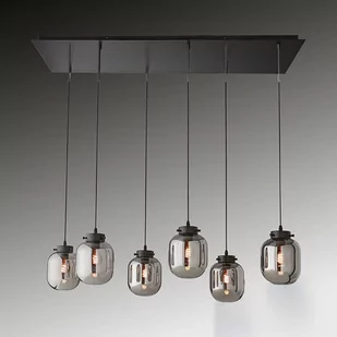 Lampa wisząca Regi ze szkła, szary dym, 6-punktowa - Lampy sufitowe - miniaturka - grafika 1