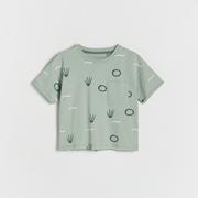 Koszulki dla chłopców - Reserved - T-shirt oversize z kieszonką - Zielony - miniaturka - grafika 1
