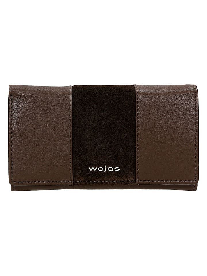 Wojas Skórzany portfel w kolorze brązowo-jasnobrązowym - 15 x 9 x 3 cm