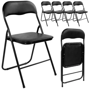Fotel biurowy, krzesło biurowe Krzesło składane BASICO czarne komplet 4 sztuk - Fotele i krzesła biurowe - miniaturka - grafika 1