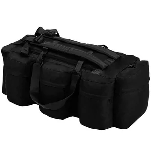 vidaXL Torba wojskowa 3-w-1, worek w stylu militarnym, 90 L, czarna - Torby sportowe - miniaturka - grafika 1