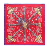 Apaszki i szaliki męskie - Damska apaszka z jedwabiu w motyw morski czerwona - miniaturka - grafika 1