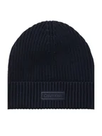 Czapki damskie - Calvin Klein Czapka Patch Chunky Rib Cotton Beanie LV04D8053G Granatowy - miniaturka - grafika 1