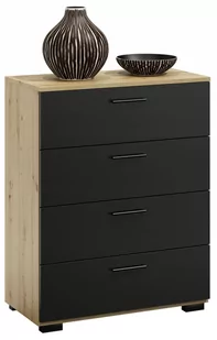 Komoda Roma Artisan-Czarny Szafka Stojąca Szuflady - Komody - miniaturka - grafika 1