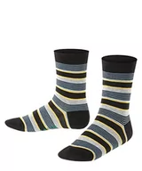 Skarpetki damskie - FALKE Unisex dziecięce skarpety mieszane w paski, bawełna, szaro-niebieskie, wiele innych kolorów, wzmocnione skarpety dziecięce ze wzorem, oddychające, cienkie, z paskami i prążkami, 1 para, czarny - miniaturka - grafika 1
