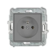Gniazdka elektryczne - Karlik Gniazdo poj. z uziemieniem ICON - szary mat - miniaturka - grafika 1