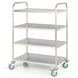 B2B Partner Nierdzewny wózek półkowy, 4 półki, 860x540 mm WT-A00603 - Wózki magazynowe - miniaturka - grafika 1