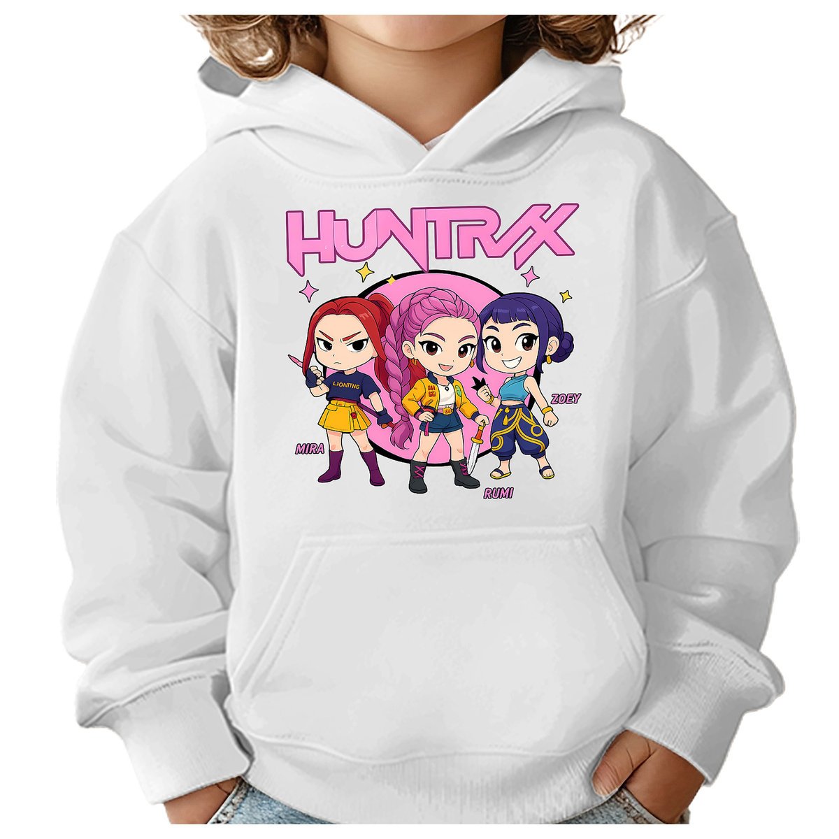BLUZA DZIECIĘCA KPOP DEMON HUNTERS HUNTRIX 104 Z KAPTUREM BAWEŁNIANA