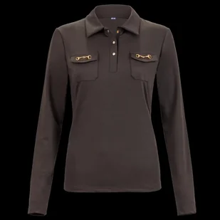 Koszulka polo EQ.QUEEN Sadie 24AW damska brązowa, rozmiar: XS - Koszulki jeździeckie - miniaturka - grafika 1