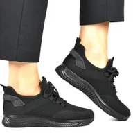 Półbuty damskie - DAMSKIE PÓŁBUTY SPORTOWE BUTY SIATKI NEWS 3634 CZARNE - miniaturka - grafika 1