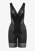 Body - Czarne Modelujące Body z Koronkowymi Wstawkami Tisella - miniaturka - grafika 1