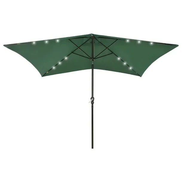 Parasol ogrodowy z lampkami LED, zielony, 200 x 300 x 247 cm