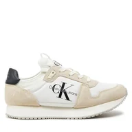 Sneakersy damskie - Sneakersy Calvin Klein Jeans Runner Sock Laceup Ny-Lth Wn YW0YW00840 Biały - miniaturka - grafika 1