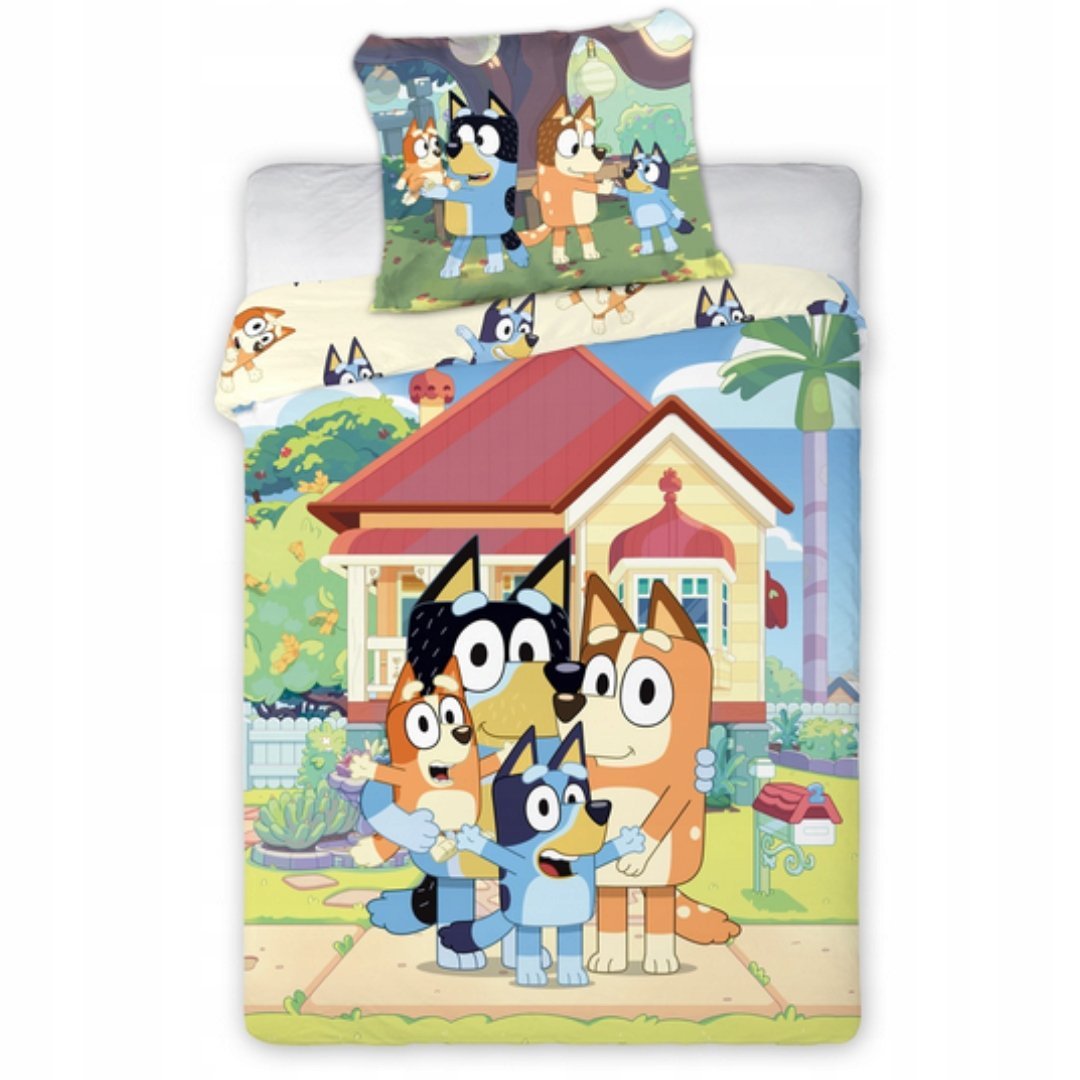 Bluey pościel bawełniana dziecięca 100x135 40x60 z kolorowym wzorem