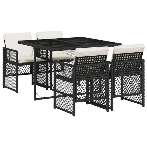Zestaw mebli ogrodowych rattan PE czarny 110x106x73 cm