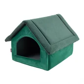 Legowiska dla psów - MATERIAŁOWY DOMEK BUDA LEGOWISKO DLA PSA ZIELONY VELVET R.2 - miniaturka - grafika 1