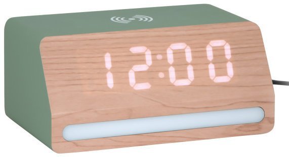Karlsson Budzik zegar ładowarka lampka Karlsson KA6078GR drewniany LED 16,5*7,5 cm .