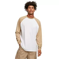Koszulki męskie - Urban Classics Męski T-shirt z długim rękawem Organic Oversized Raglan, biały/beżowy, 5XL - miniaturka - grafika 1