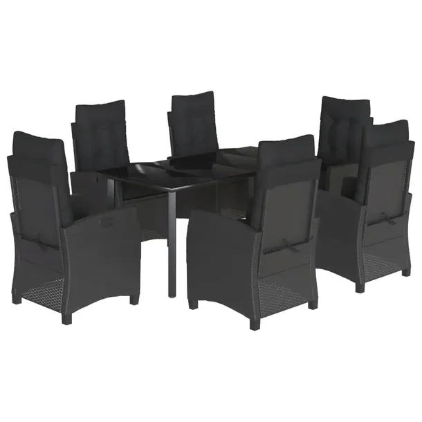 Zestaw mebli ogrodowych czarny, stół 160x80x74 cm, krzesła 57x66x93 cm