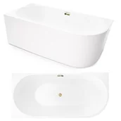 Wanny - "CORCIANO Wanna wolnostojąca przyścienna NAROŻNA CRETE LEWA 170 x 80 cm biała system przelewowy AKCESORIA ZŁOTE" - miniaturka - grafika 1