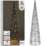 Bombki - Choinka świecąca stożek czarna 40 LED 80 cm - miniaturka - grafika 1