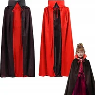 Stroje karnawałowe - PELERYNA DWUSTRONNA CZARODZIEJ WAMPIR DRAKULA STRÓJ HALLOWEEN DZIECI 80cm - miniaturka - grafika 1
