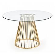Stoły ogrodowe - Okrągły szklany stół glamour Golden - złoty - miniaturka - grafika 1