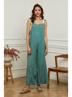 Kombinezony - Plume Lniany kombinezon "Gadjy" w kolorze zielonym - miniaturka - grafika 1