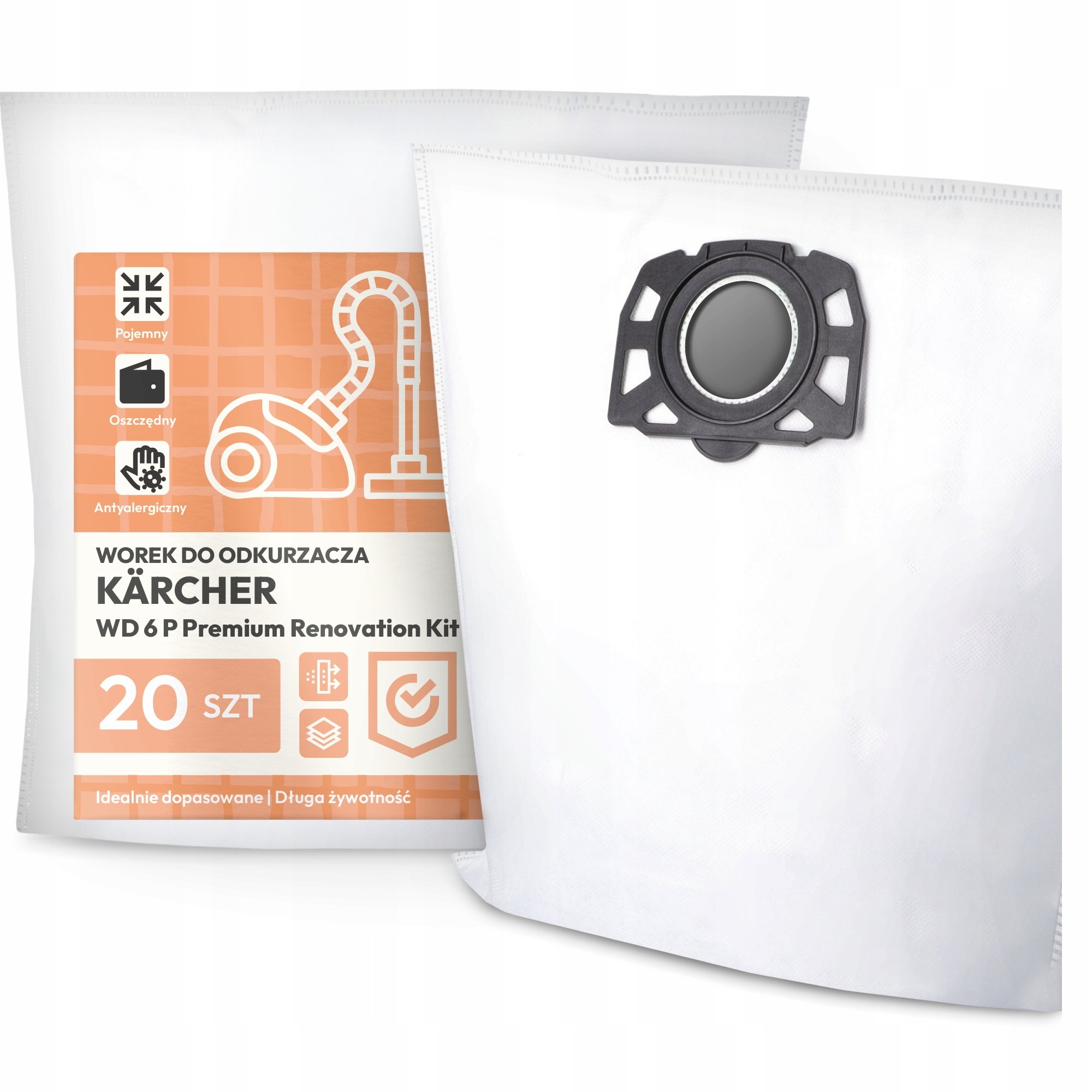 20x Worek do Odkurzacza Kärcher Wd 6 P Premium Renovation Kit Worki Mocn G9