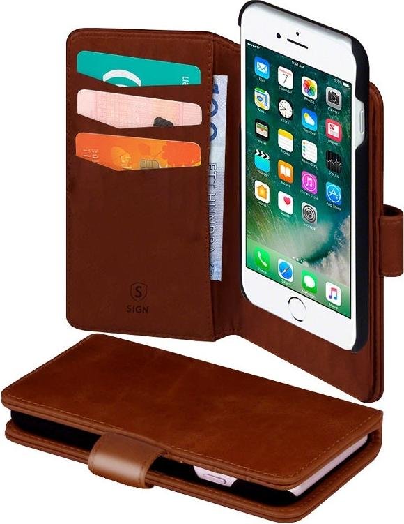 Etui z portfelem 2 w 1 do iPhone'a 6/6S/7/8 Plus - Brązowe