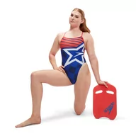 Stroje kąpielowe dla dziewczynek - Strój kąpielowy jednoczęściowy damski na basen Speedo Digital rozmiar D40 - miniaturka - grafika 1