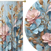 Zasłony - GOTOWE ZASŁONY NA ŻABKI TAŚMIE 140X250 ZASŁONA KWIATY 270 SKRÓCENIE W CENIE - miniaturka - grafika 1