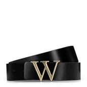 Paski - Męski skórzany pasek z literą „W” na klamrze czarno - brązowy - miniaturka - grafika 1