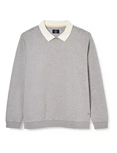 Hackett London Męska bluza Collared Crew Sweatshirt, Light Grey Marl, 3XL - Bluzy męskie - miniaturka - grafika 1