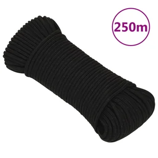 vidaXL Linka robocza, czarna, 3 mm, 250 m, poliester - Pasmanteria - miniaturka - grafika 1
