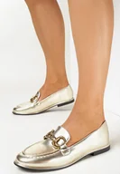 Mokasyny damskie - Złote Płaskie Mokasyny z Klamerką Caralynn - miniaturka - grafika 1