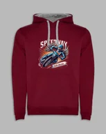 Bluzy męskie - BLUZA Z KAPTUREM - na prezent motor SPEEDWAY ŻUŻEL POLSKA Bordowy L - miniaturka - grafika 1