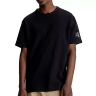 Koszulki męskie - Calvin Klein Jeans Męska koszulka z waflami S/S dzianinowe topy, Ck czarny, S - miniaturka - grafika 1
