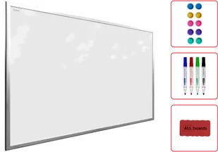 Tablica suchościeralna magnetyczna biała 90x60cm rama drewniana srebrna - Tablice i flipcharty - miniaturka - grafika 1