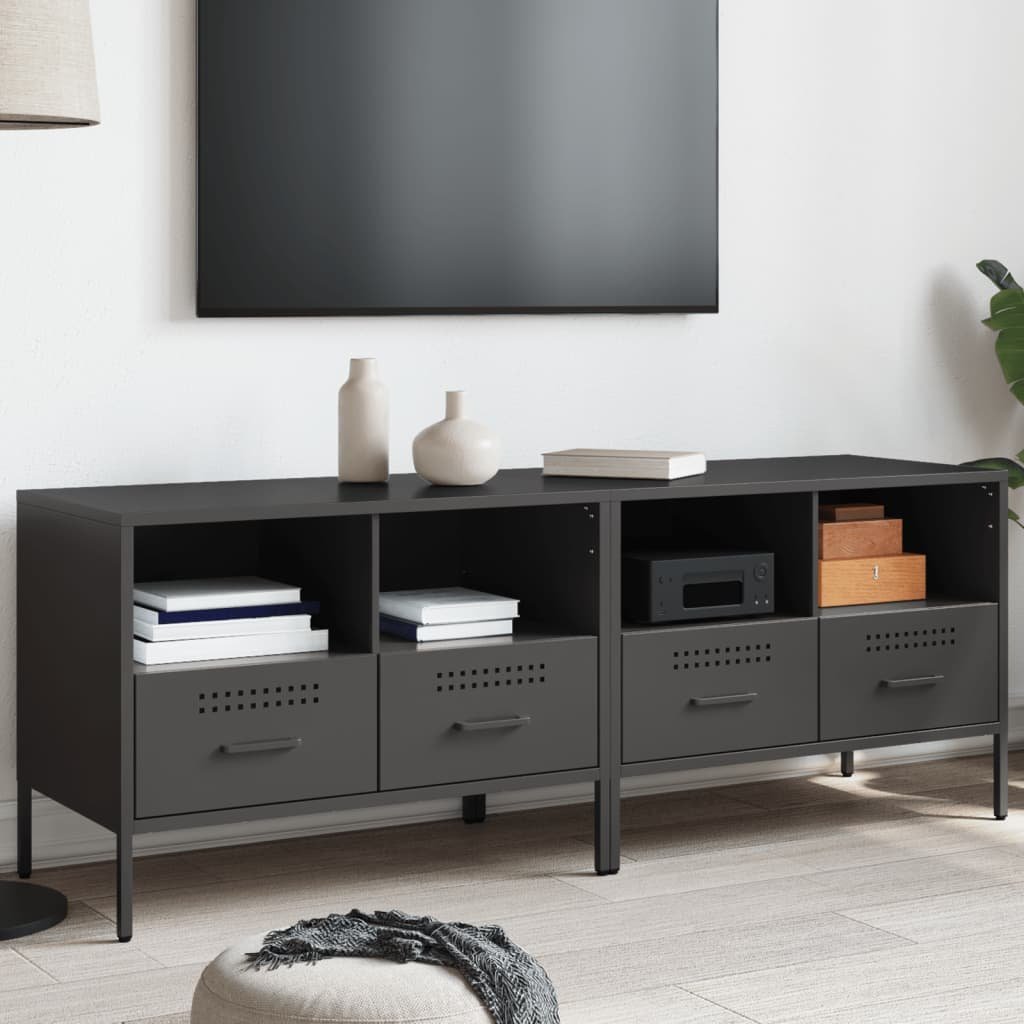 vidaXL Szafki RTV, 2 szt., czarne, 68x39x50,5 cm, stal walcowana