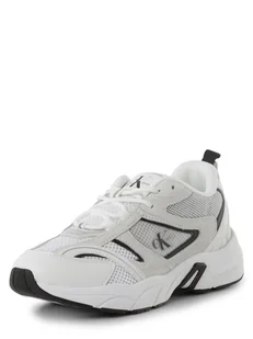 Calvin Klein Jeans - Tenisówki damskie z dodatkiem skóry, beżowy|szary|biały - Trampki damskie - miniaturka - grafika 1