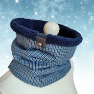 Apaszki i szaliki damskie - Komin Kratka - niebieski super miękki - miniaturka - grafika 1