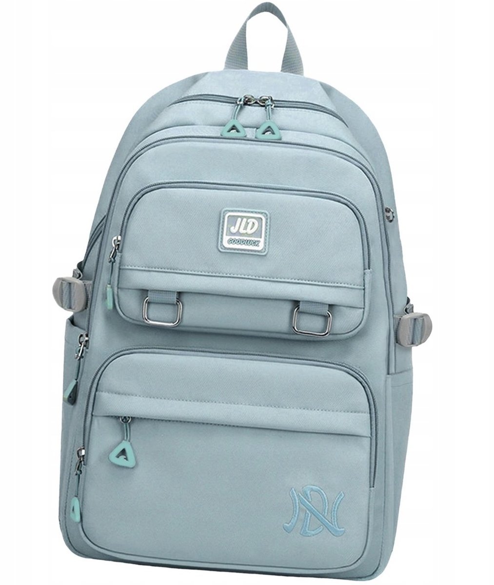 PLECAK SZKOLNY MŁODZIEŻ NIEBIESKI MODNY WIELOKOMOROWY WODOODPORNY DUŻY 30L