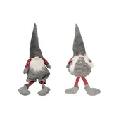 Ozdoby bożonarodzeniowe - Figurka tekstylna krasnal Pan Pani 27 x 18 x 80 cm szaro-czerwona mix - miniaturka - grafika 1