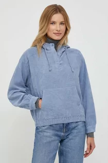 Bluzy damskie - Pepe Jeans bluza damska kolor niebieski z kapturem gładka - grafika 1