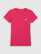 Koszulki i topy damskie - 4F T-shirt slim gładki damski - różowy XS - miniaturka - grafika 1